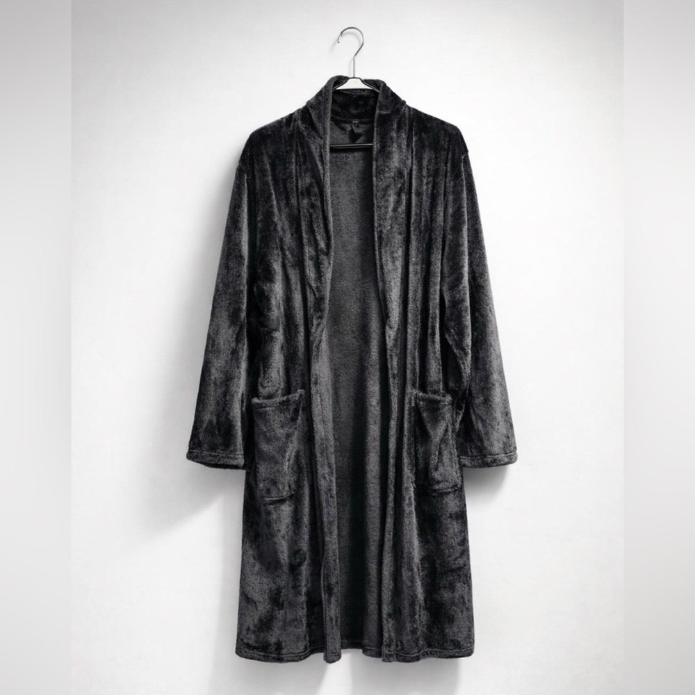 Black fuzzy robe